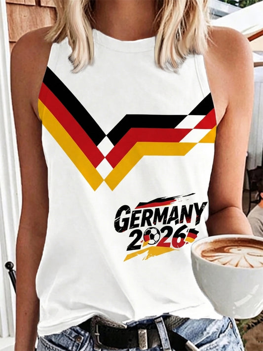 Frauen Deutschland Fußball Fan Print Weste Top