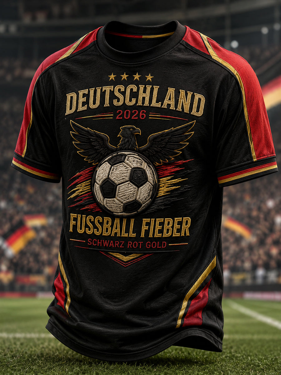 Herren-Fußballfan-T-Shirt mit 2026-Druck, deutschsprachig