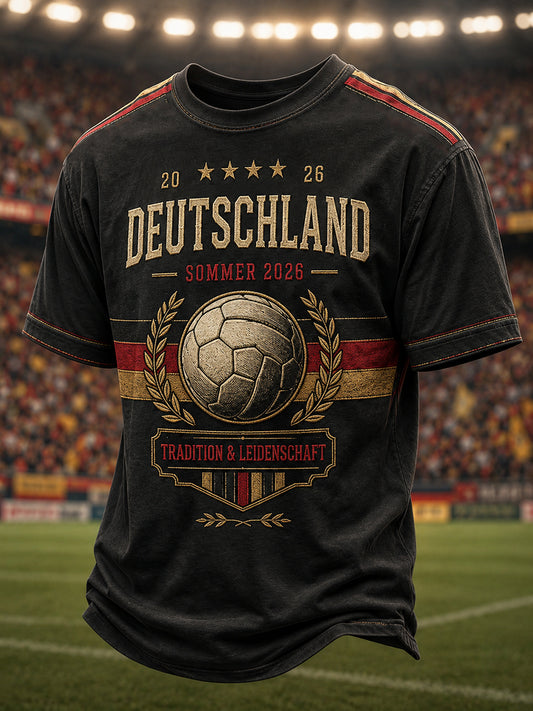 Herren-Fußballfan-T-Shirt mit 2026-Druck, deutschsprachig