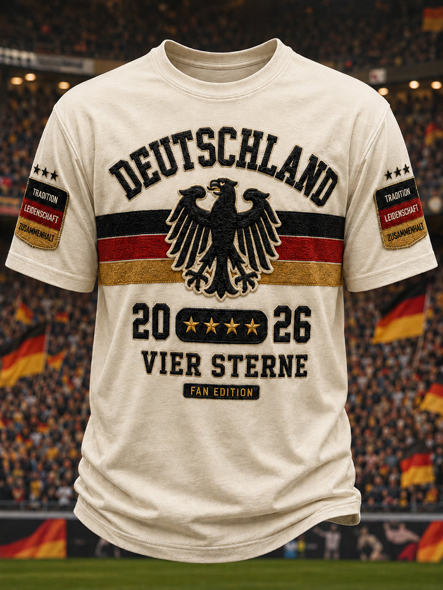 Herren-Fußballfan-T-Shirt mit 2026-Druck, deutschsprachig