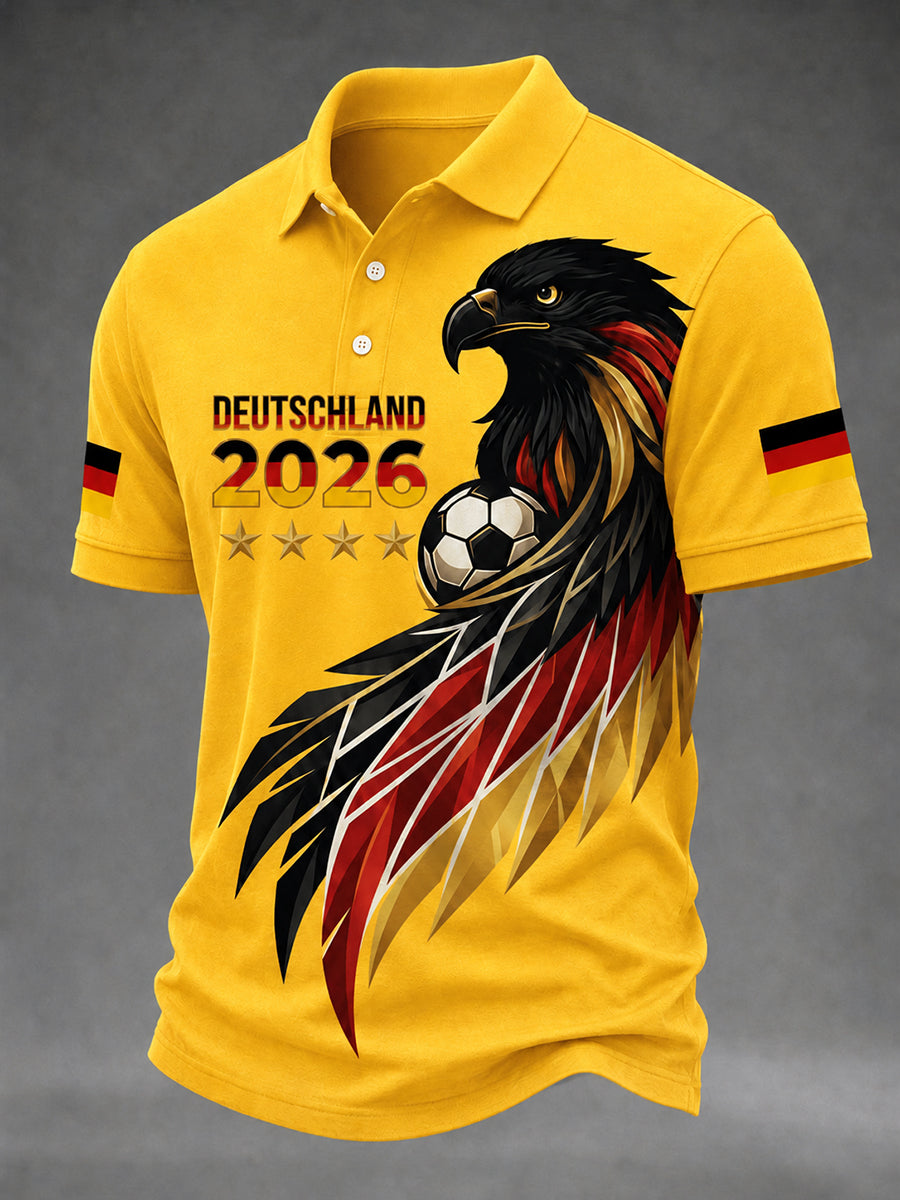 Herren-Fußballfan-T-Shirt mit deutschem Motiv, lässig geschnitten