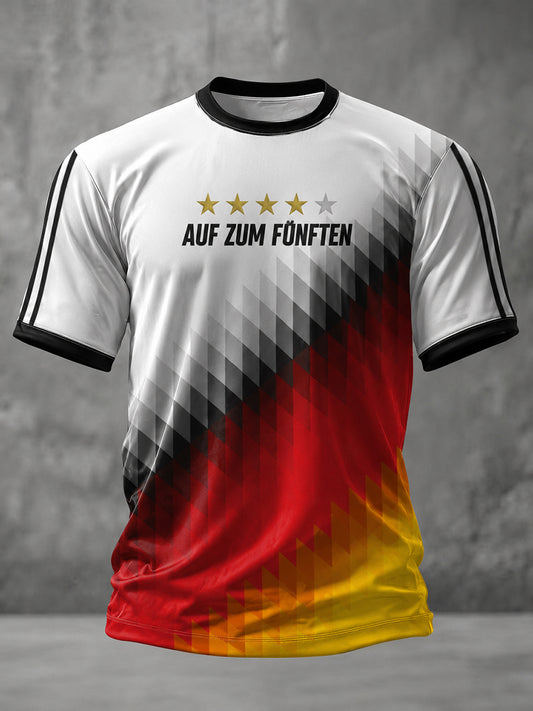 Herren-Fußballfan-T-Shirt aus Deutschland mit Aufdruck und kurzen Ärmeln