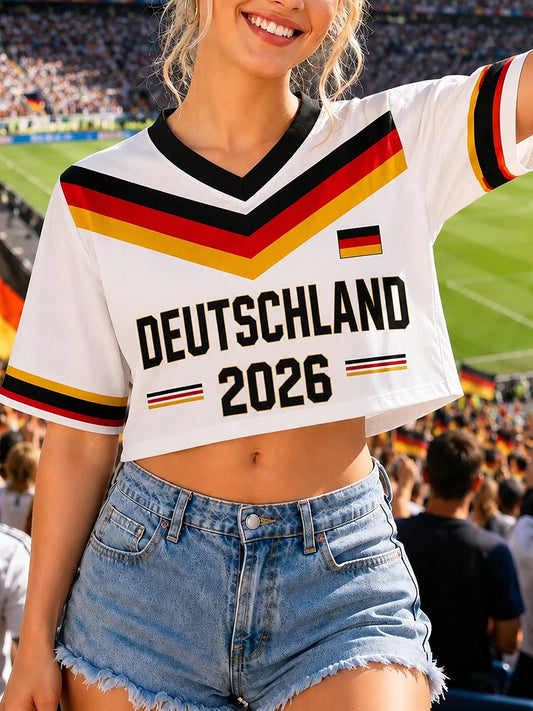 Damen-T-Shirt mit deutschem Fußballfan-Print