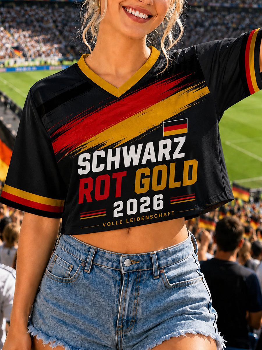 Damen-T-Shirt mit deutschem Fußballfan-Print