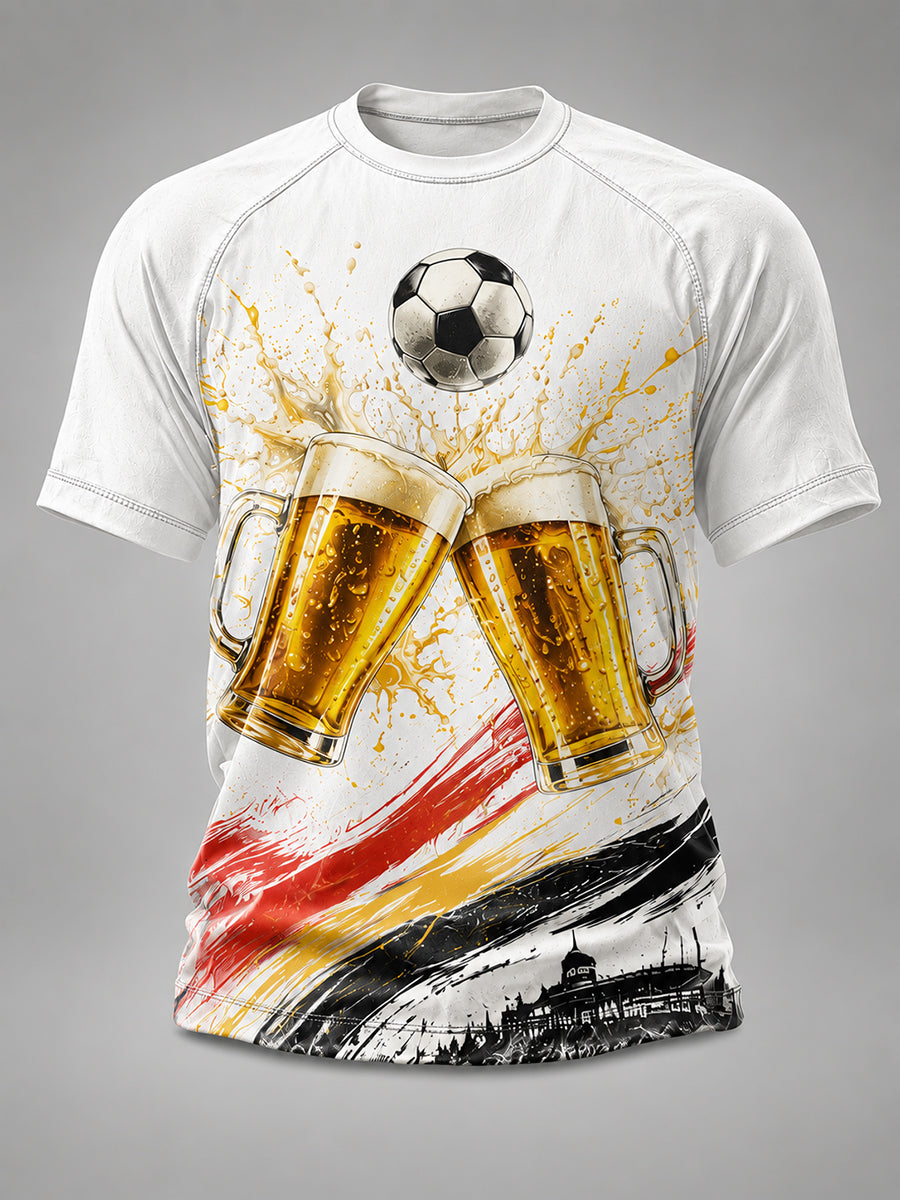 Herren-T-Shirt mit Grafik: Deutscher Fußball und Bier-Grüße