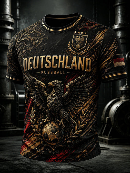Herren-Vintage-Deutschland-Fußballfan-T-Shirt mit Aufdruck