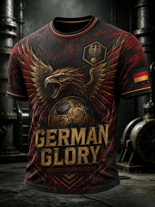 Herren-Vintage-Deutschland-Fußballfan-T-Shirt mit Aufdruck