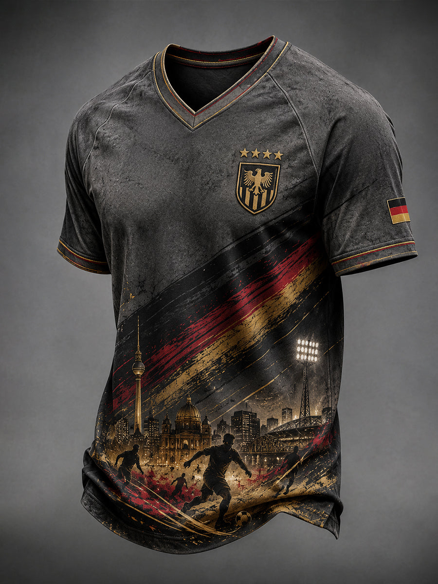 Herren-Fußball-V-Neck-T-Shirt aus Deutschland