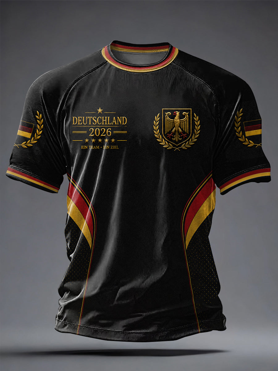 Men's Deutschland Football Fan Printed Casual short sleeves t-shirt