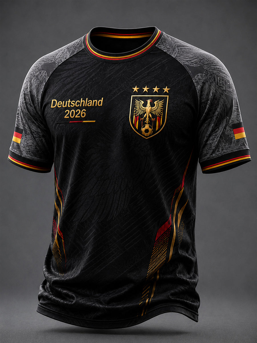 Men's Deutschland Football Fan Printed Casual short sleeves t-shirt