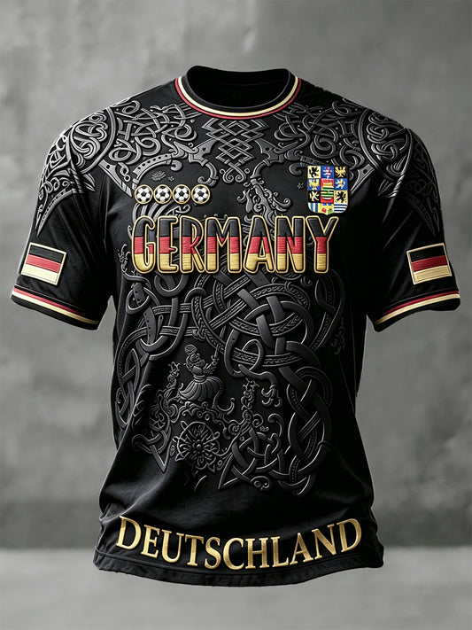 Herren Schwarz Deutsch Fußball Sachsen Print Casual Drop-Schulter T-Shirt