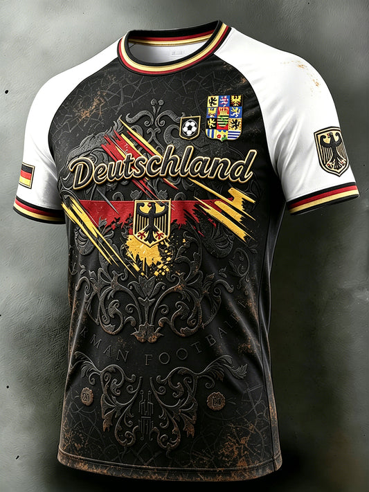 Herren deutscher Fußball 3D-gedrucktes lässiges Schulter-T-Shirt