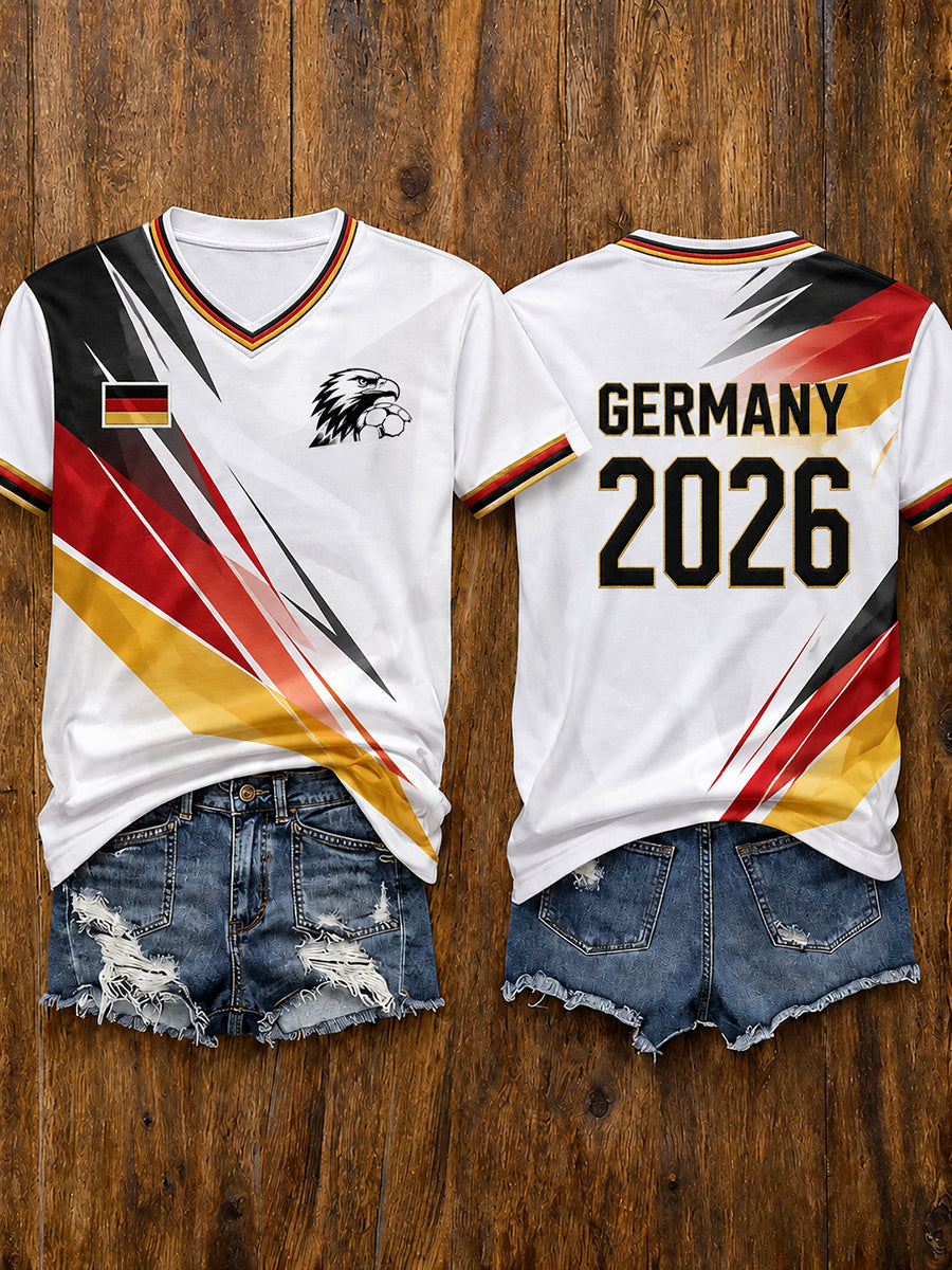 Damen-Fußballfan-T-Shirt mit kurzen Ärmeln, Deutschland 2026