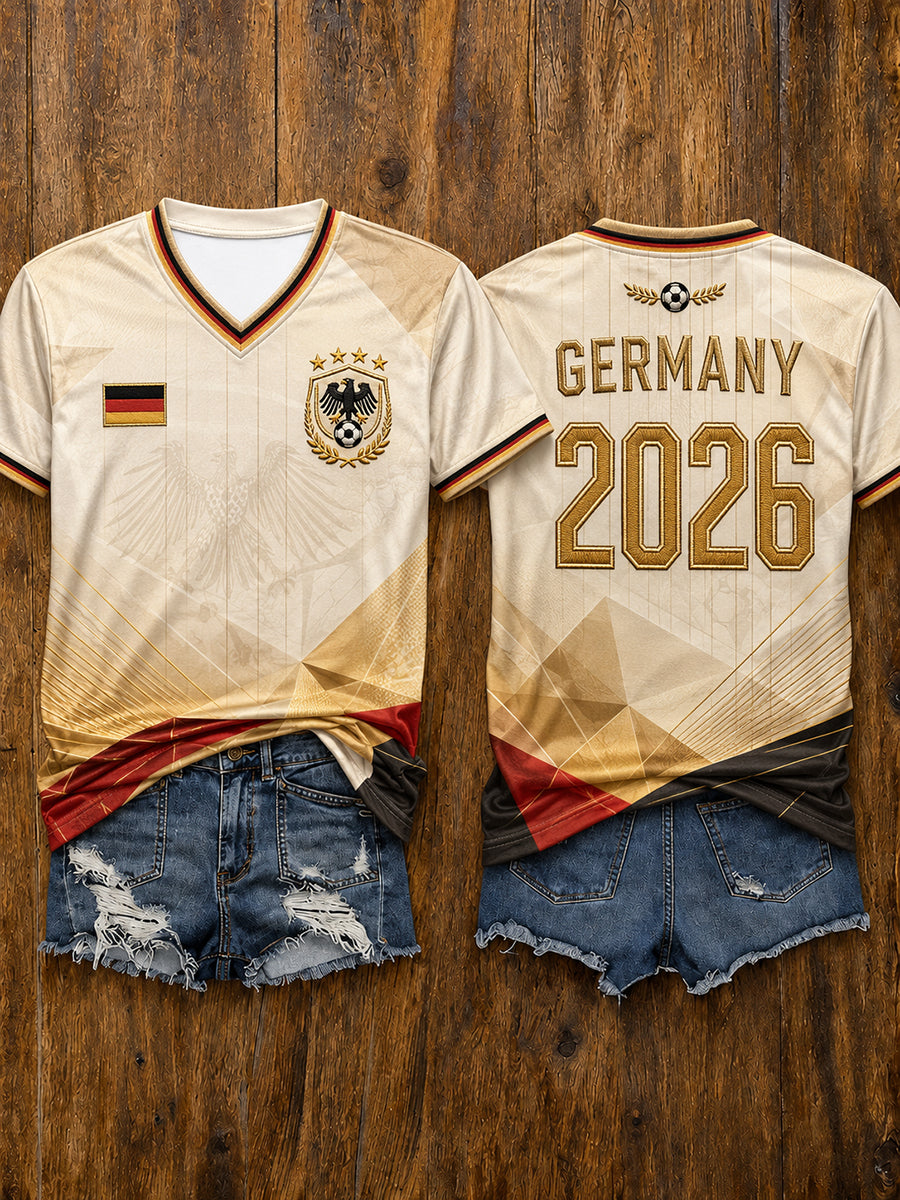 Damen-Fußballfan-T-Shirt mit kurzen Ärmeln, Deutschland 2026