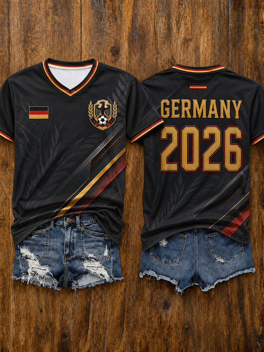 Damen-Fußballfan-T-Shirt mit kurzen Ärmeln, Deutschland 2026