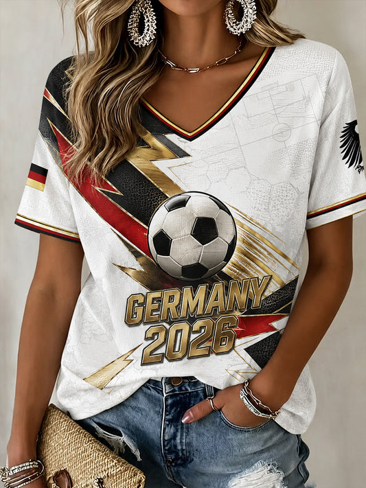 Damen-Fußball-V-Ausschnitt-T-Shirt in Deutschland