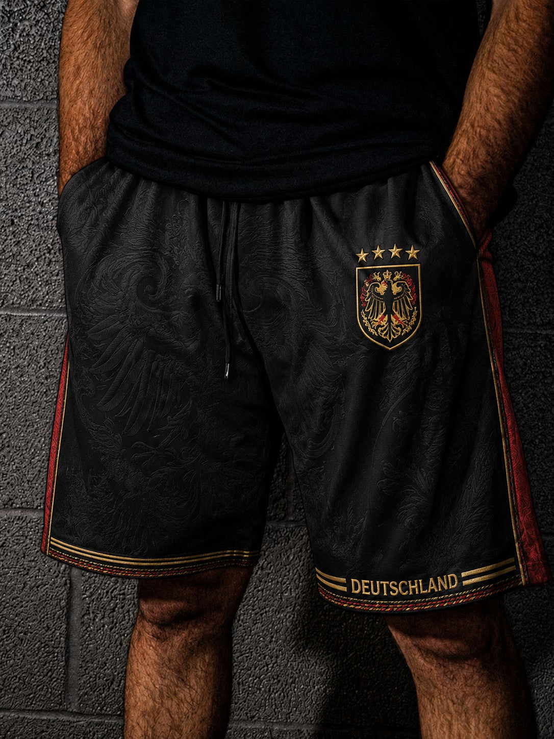 Herren-Fußball-Shorts mit Deutschland-Druck