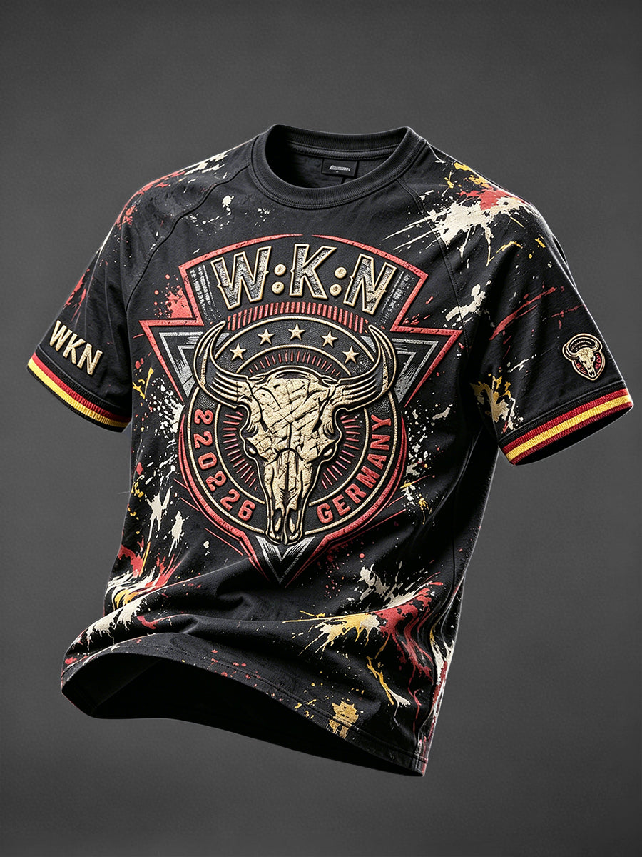Herren-Vintage-T-Shirt im Wacken-Metal-Festival-Style, lässige Mode mit Aufdruck