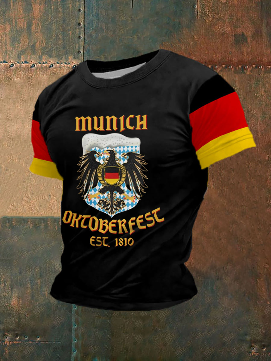 Herren-Oktoberfest-T-Shirt mit Aufdruck und kurzen Ärmeln