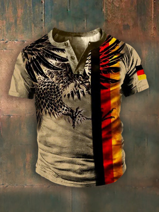 Herren-T-Shirt mit kurzem Ärmel und Henley-Kragen