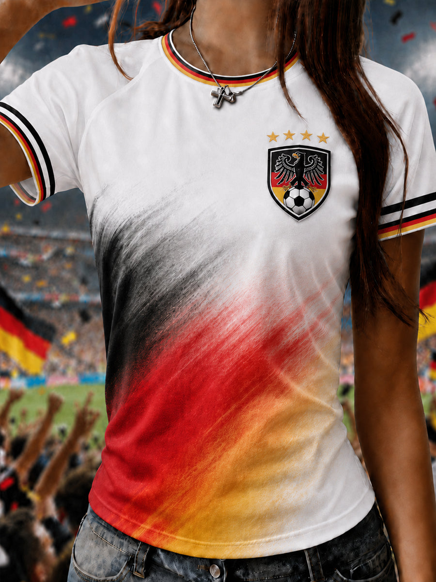 Damen T-Shirt mit deutschem Fußballfan-Print