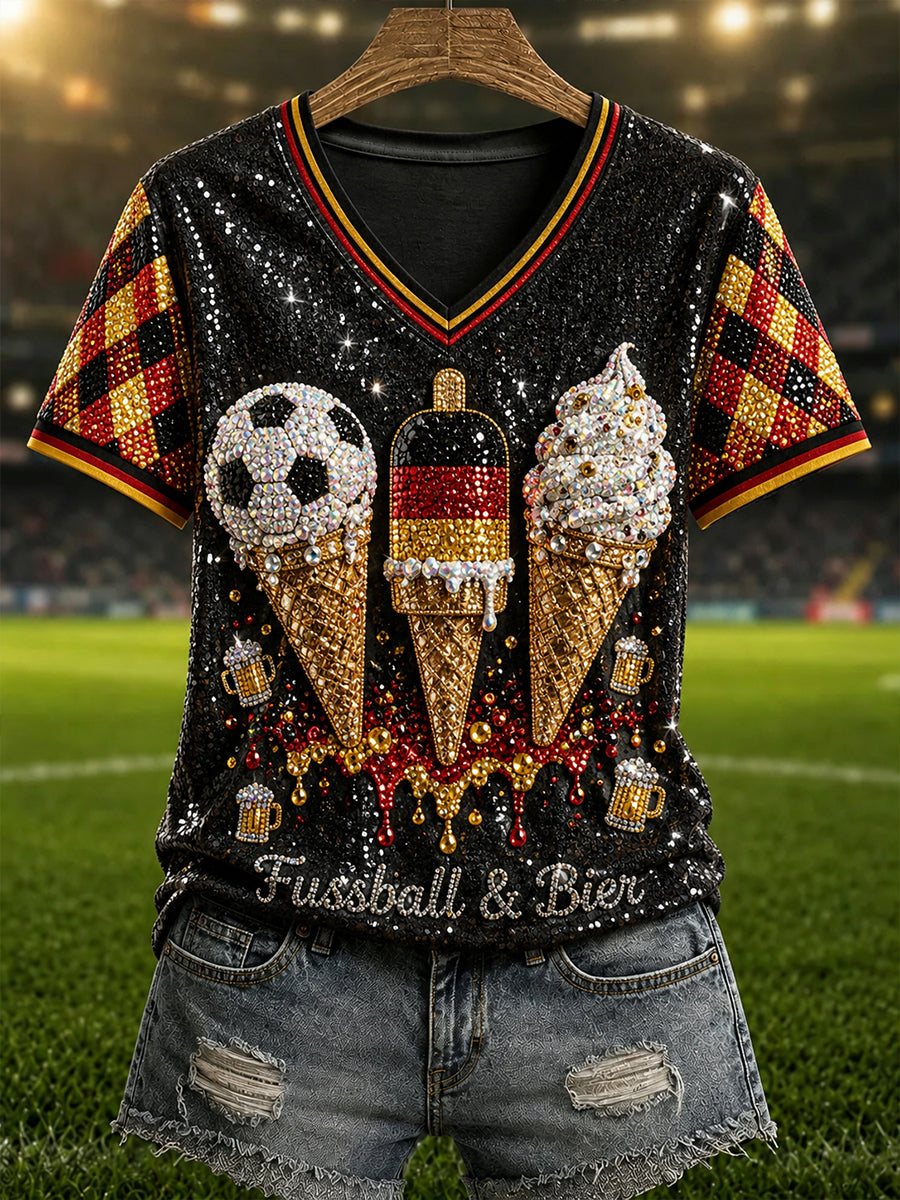 Damen-Fußball-V-Ausschnitt-T-Shirt in Deutschland