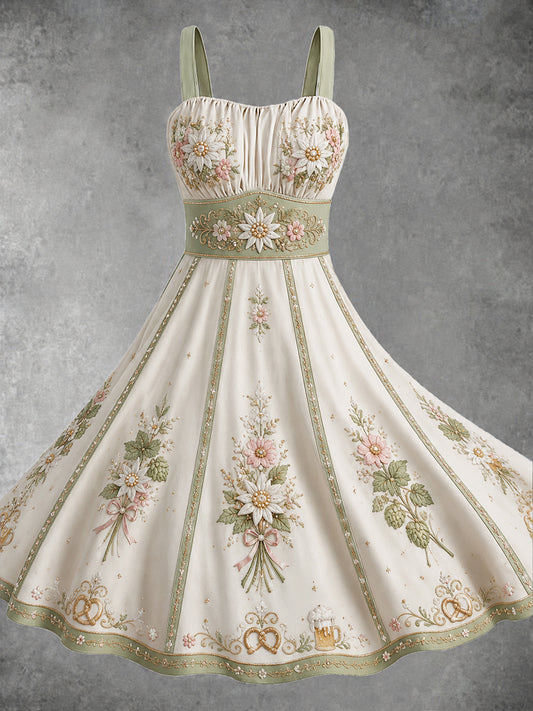 Damen-Oktoberfest-Kleid mit Blumenmotiv