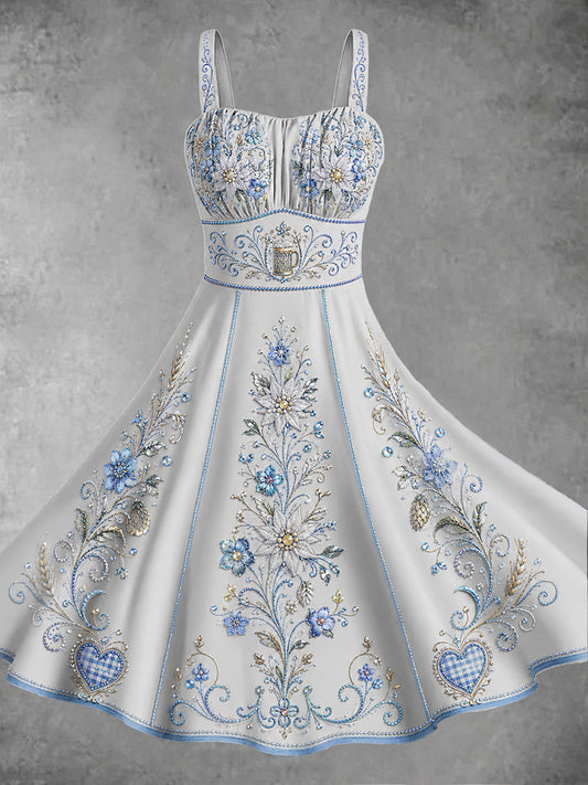 Damen-Oktoberfest-Kleid mit Blumenmotiv