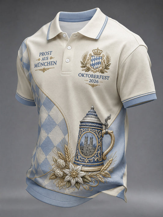 Herren-Oktoberfest-Shirt mit Kurzärmeln und Print