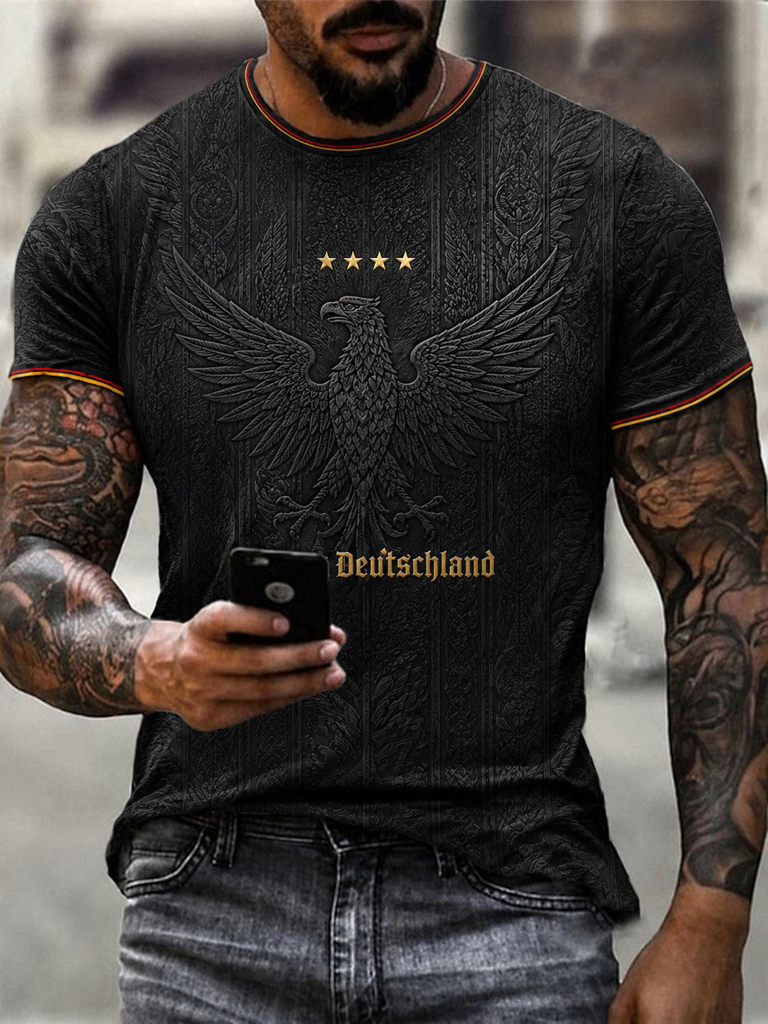 Herren-Fußball-T-Shirt mit Deutschland-Druck