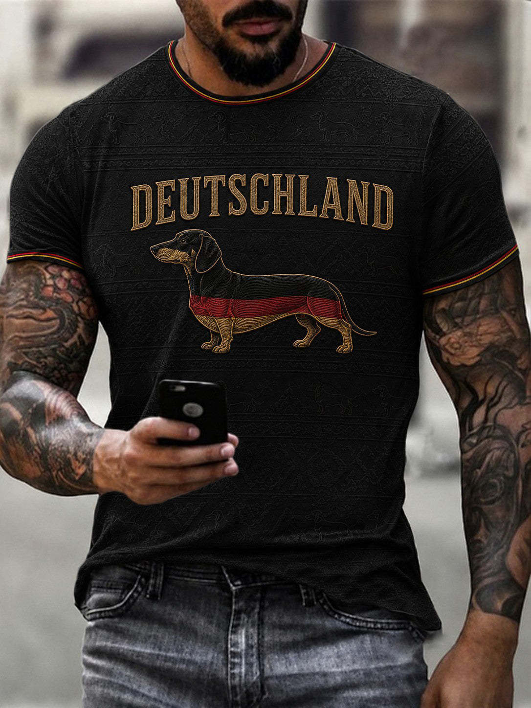 Herren-T-Shirt mit Dackelmotiv