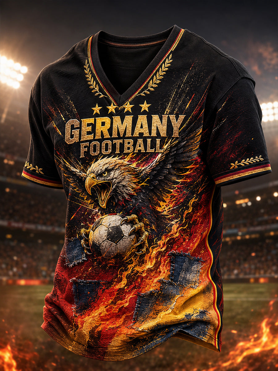 Herren-Fußball-V-Neck-T-Shirt aus Deutschland