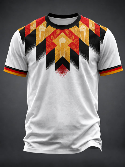 Men's Fun Football And Beer Print T-Shirt
