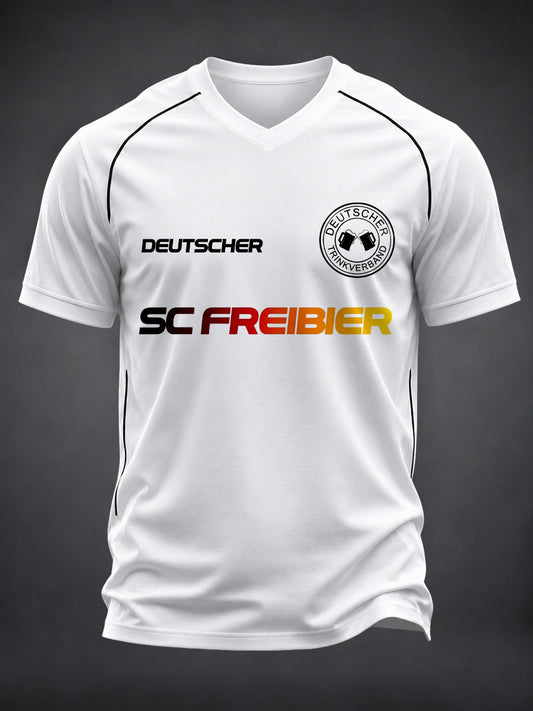 Men's Fun Football And Beer Print V-neck T-shirt