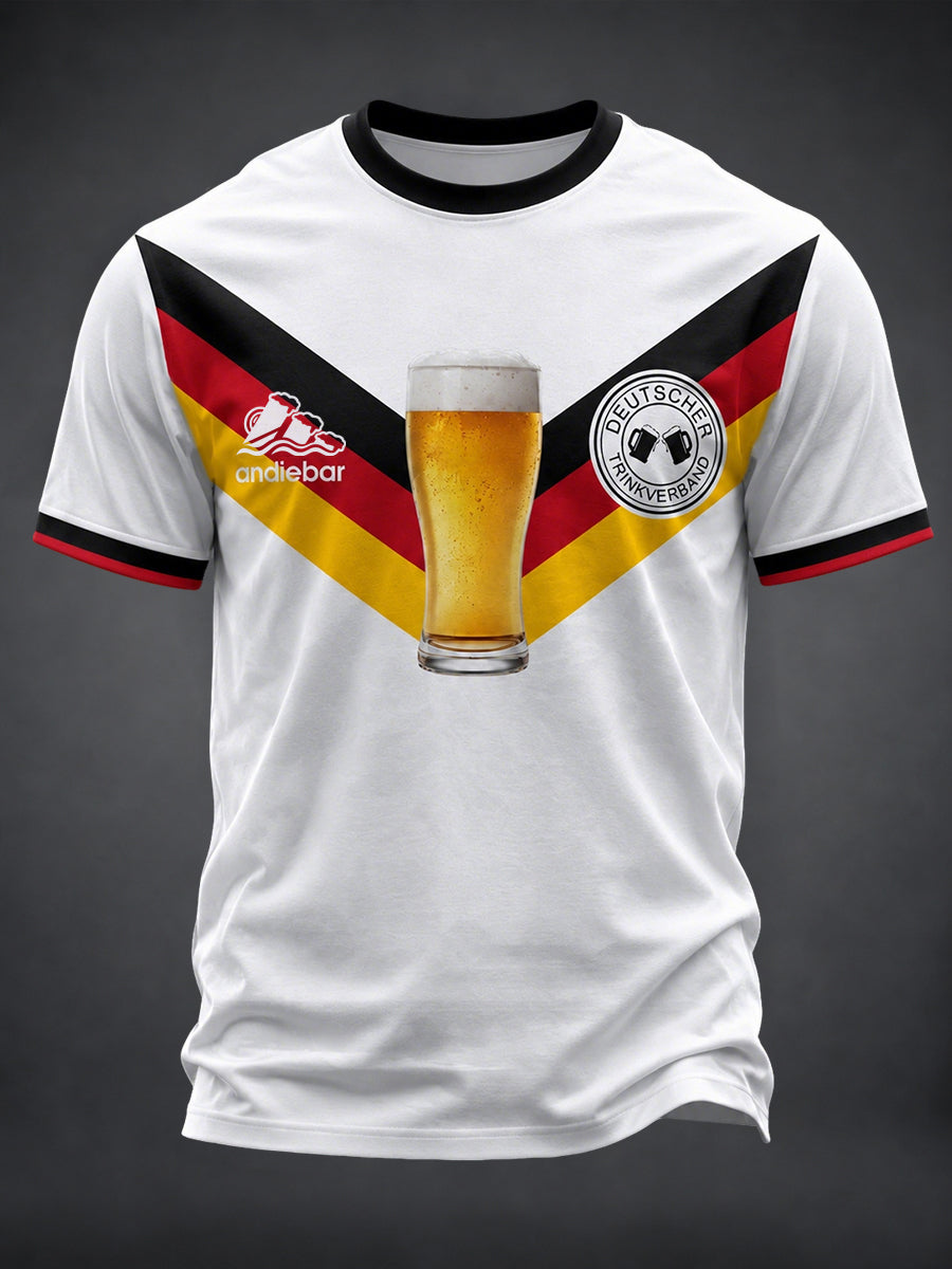 Men's Fun Football And Beer Print T-Shirt