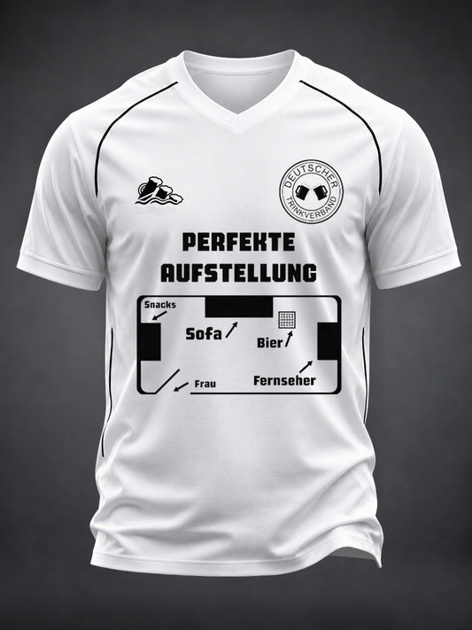 Men's Fun Football And Beer Print V-neck T-shirt