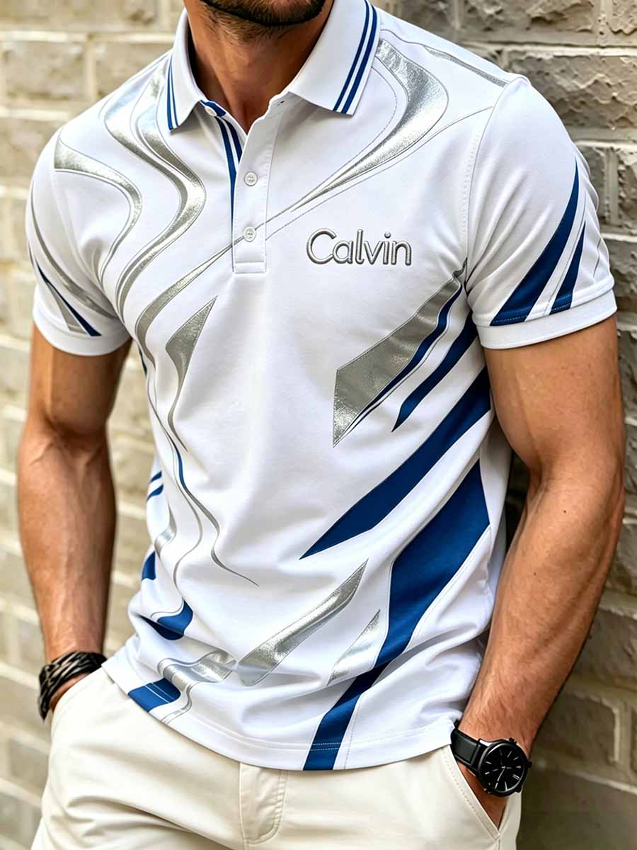 Herren-Poloshirt im schlichten Business-Style mit Print