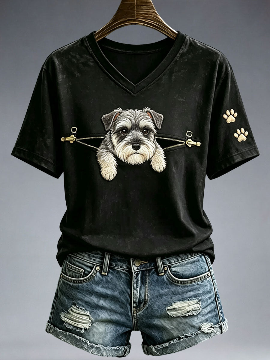 Damen-T-Shirt mit niedlichem Schnauzer