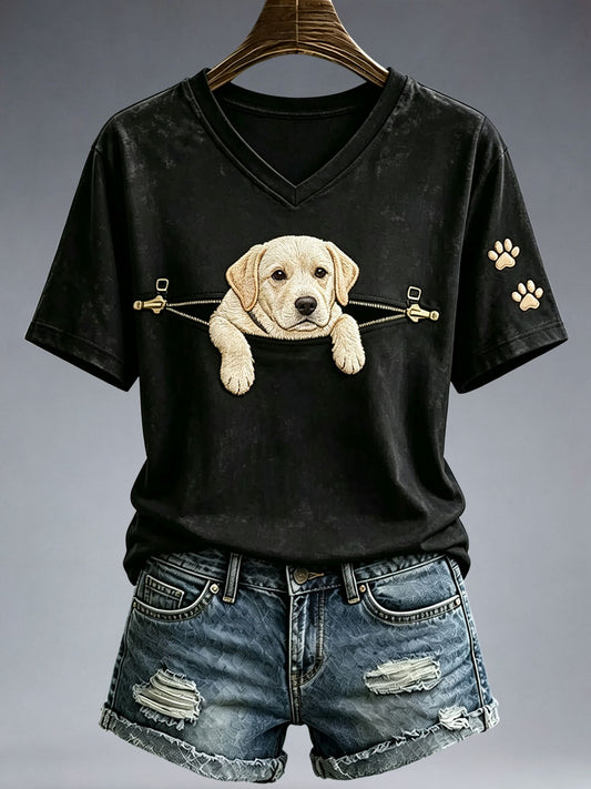 Damen-T-Shirt mit niedlichem Golden Retriever
