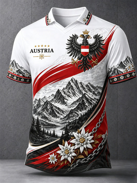 Männer motive der österreich ischen Berg landschaften drucken Casual Polo