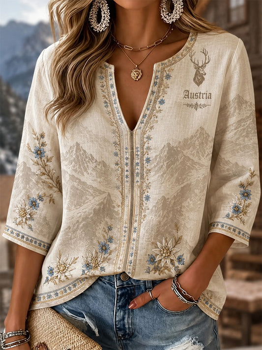 Frauen Österreich ische Edelweiss Flagge Print Casual Top