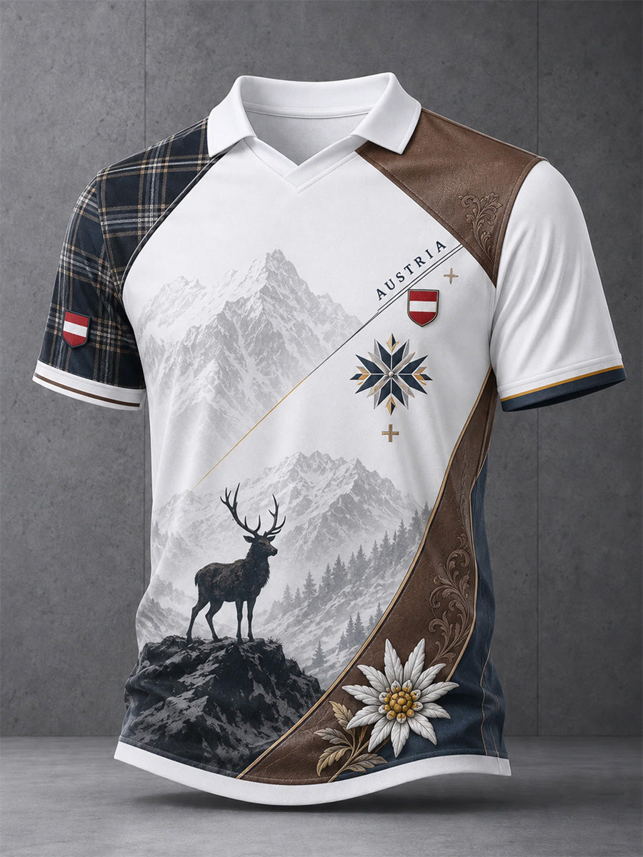Männer österreich isches Berg motiv als Kunstdruck Casual Polo