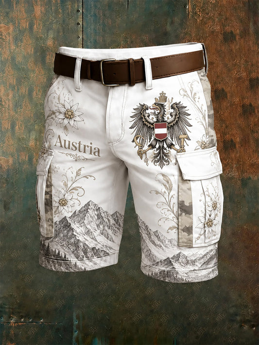 Herren-Shorts mit österreichi schem Muster und künstlerischem Druck