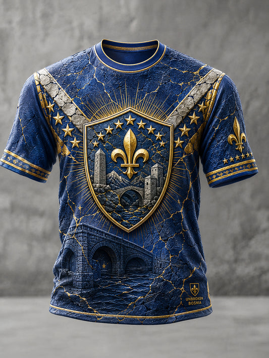 Herren-T-Shirt mit Bosnien-Fußballmotiv und aufgedruckter Kunst