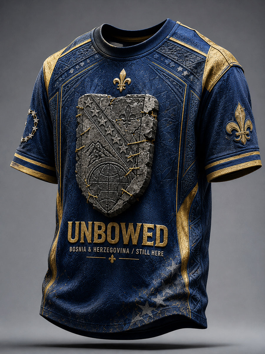Herren-T-Shirt mit Bosnien-Fußballmotiv und aufgedruckter Kunst