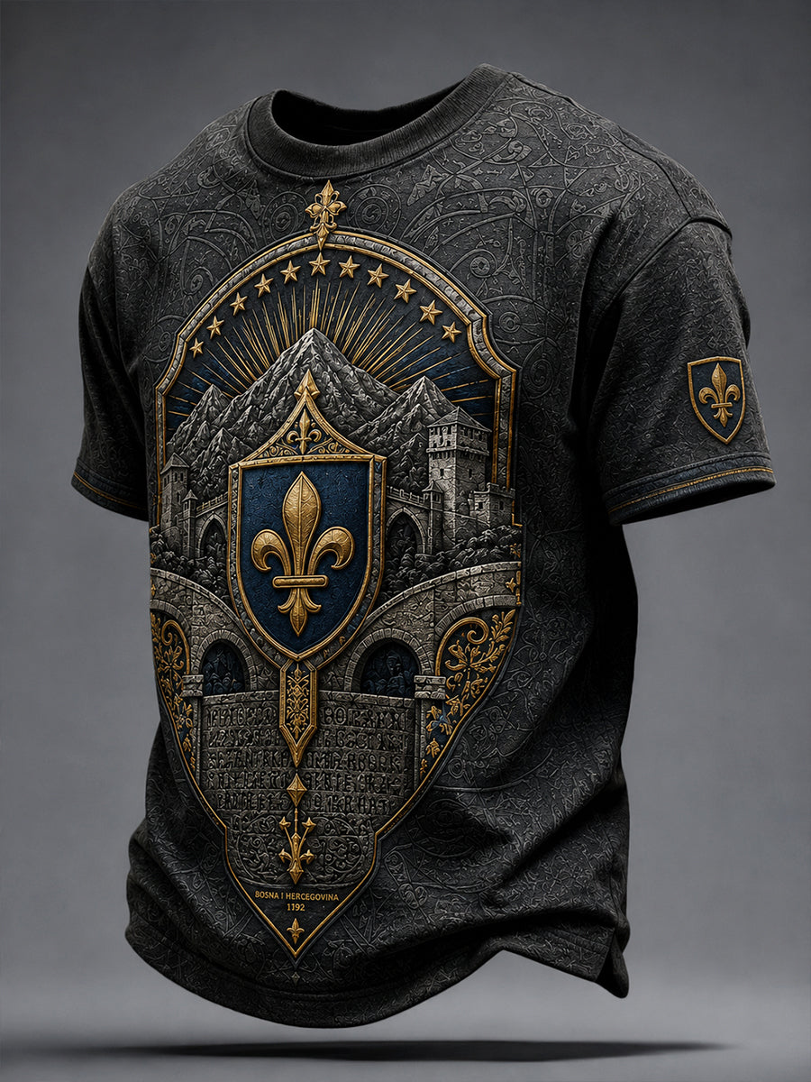 Herren-T-Shirt mit Bosnien-Fußballmotiv und aufgedruckter Kunst