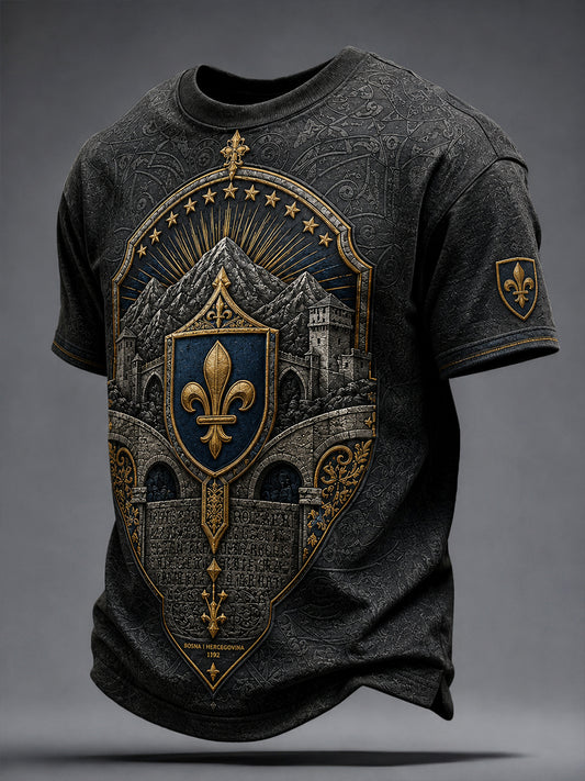 Herren-T-Shirt mit Bosnien-Fußballmotiv und aufgedruckter Kunst