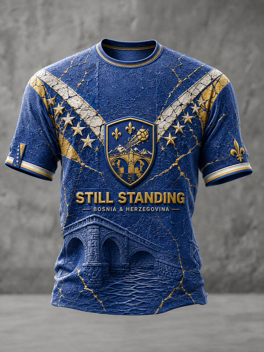 Herren-T-Shirt mit Bosnien-Fußballmotiv und aufgedruckter Kunst
