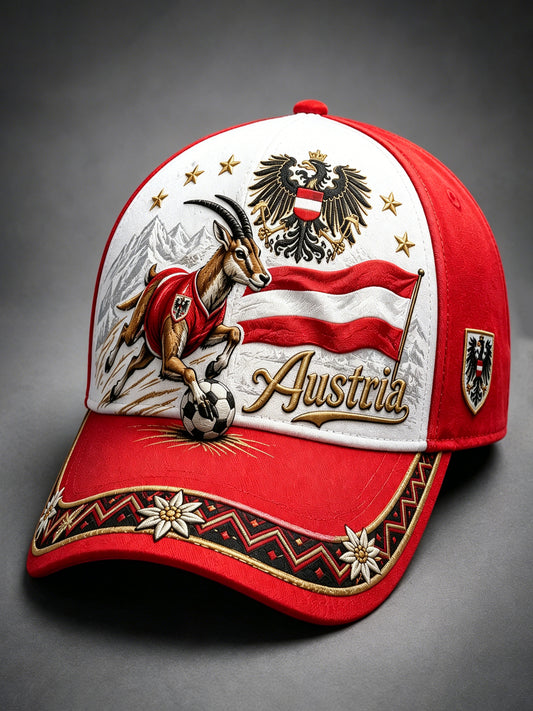 Unisex-Art-Print-Hut zum Anfeuern bei österreichischen Fußballspielen