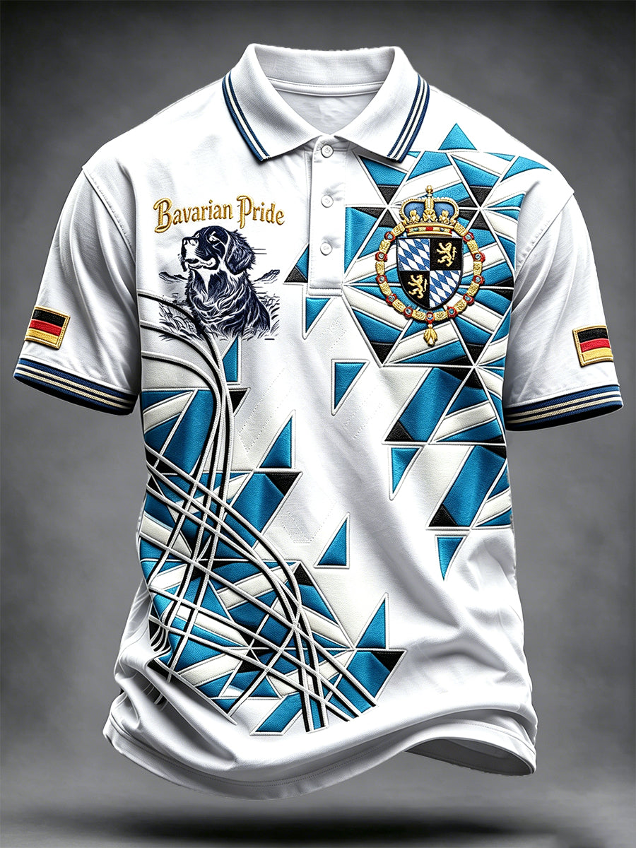 Männer Deutsch Bayerisches Hunde druck Patchwork Casual Polo Shirt